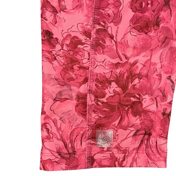 LuLaRoe Jade Capri Leggings Floral Athletic Stretch Women's sz M Pink NEW - Picture 5 of 13